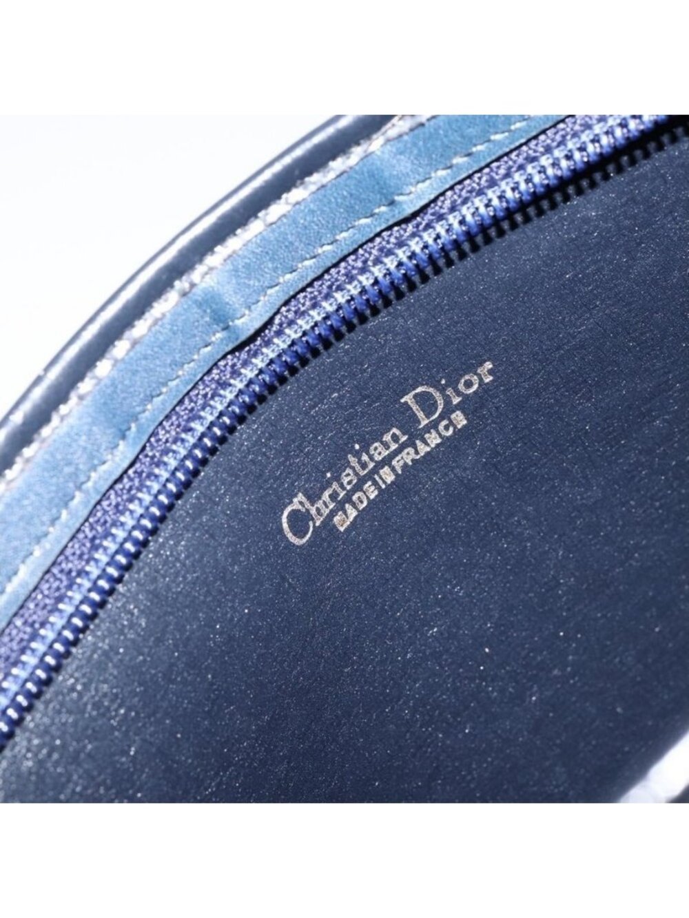 Authentic Christian Dior Trotter Canvas Shoulder Bag Navy Gold - Picture 8 of 16